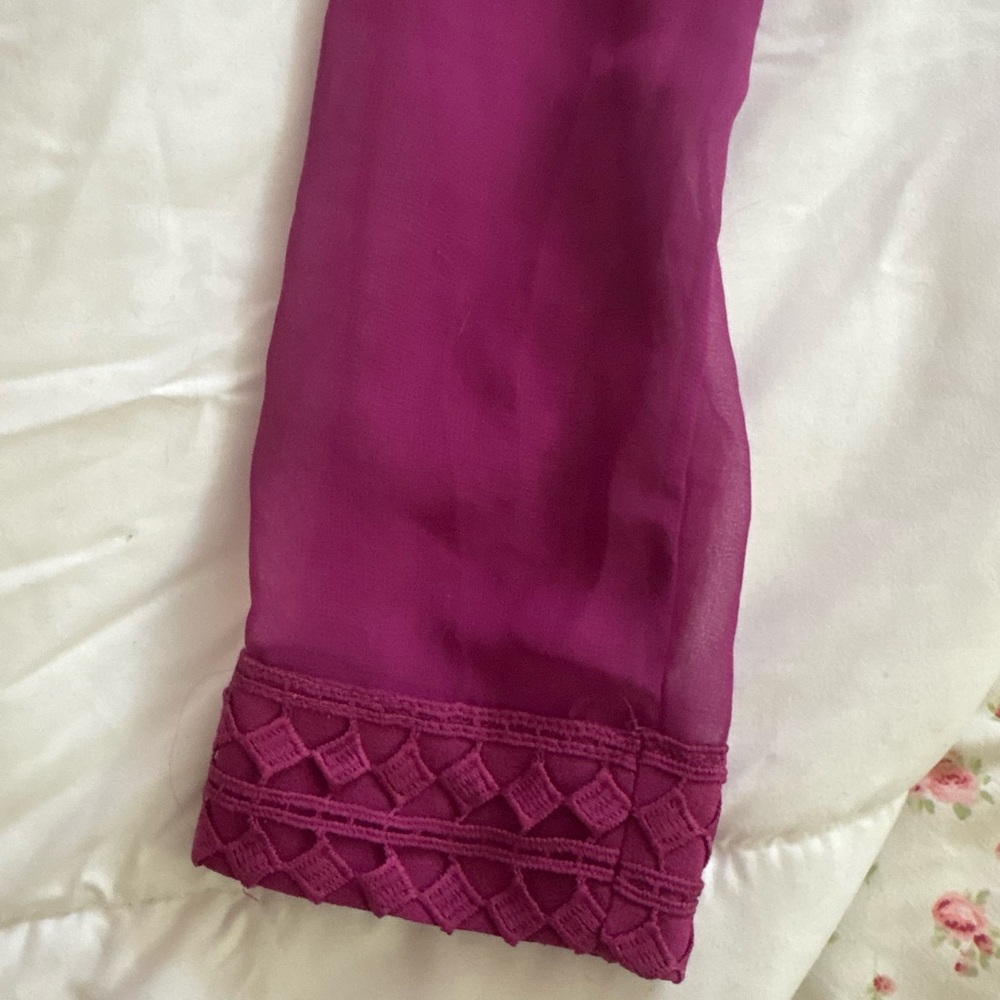 New Medium Adelyn Rae Purple Berry Lace Open Back Romper - Picture 6 of 16